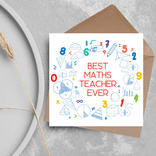 Maths teacher card end - end, of