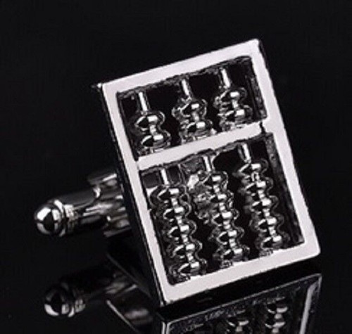 Pair silver abacus cufflinks - silver,
